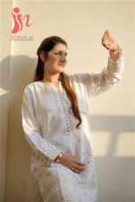 Ivory Sky Embroidered Cotton 2-Piece Suit