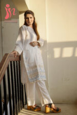 Ivory Sky Embroidered Cotton 2-Piece Suit - Image 2